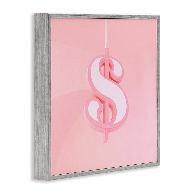 Signe de dollar rose pastel, estampe numérique, conception par Lish Creative, H 24 po x l 24 po, Estampe numérique Farmhouse