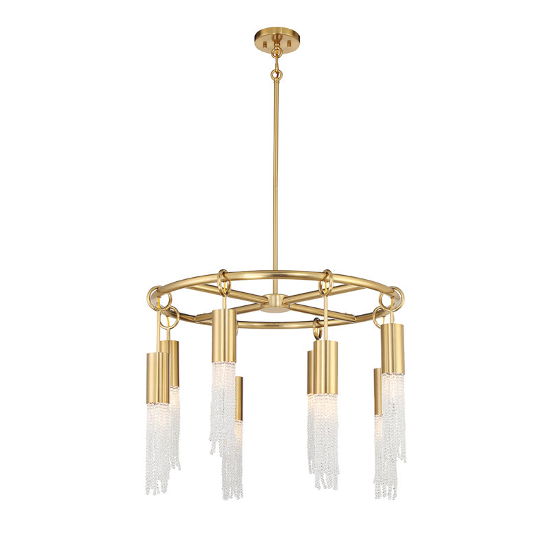 Lustre 8 lumières Downend en laiton chaud, H 20,5 po x l 28 po x P 28 po, 8 lumières