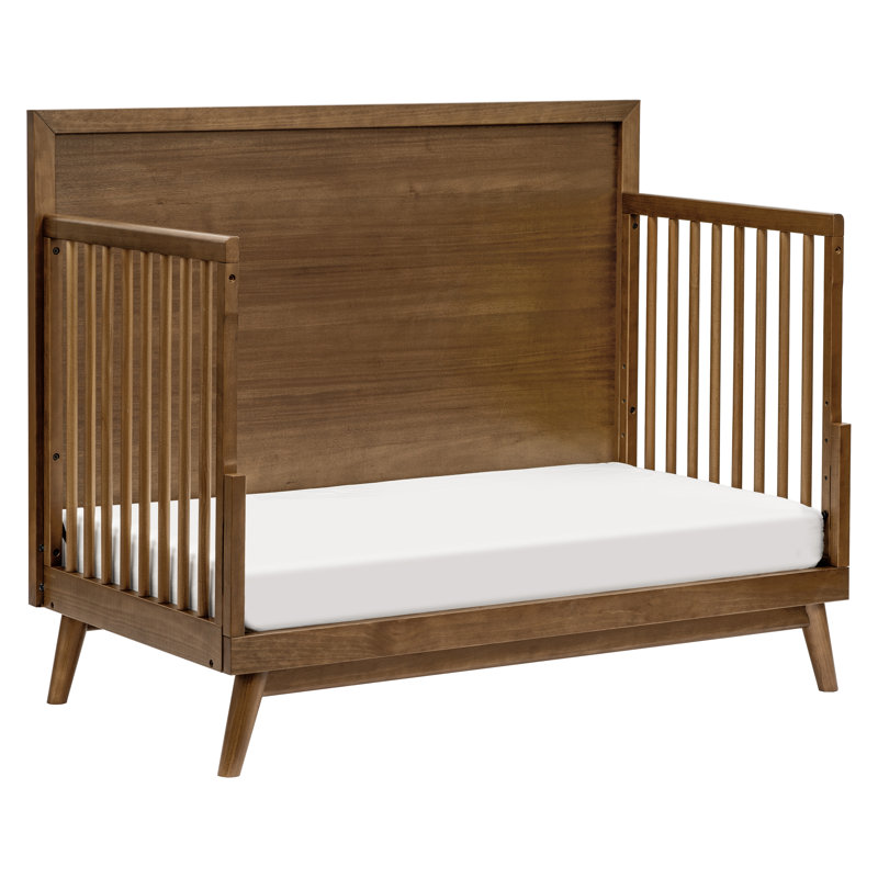 Palma 4-in-1 Convertible Crib with Toddler Bed Conversion Kit, Natural Walnut