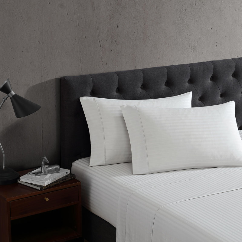 Dobby 100% Cotton Standard Sheet Set, King Sheet Set with 2 Pillowcases, Pastel Gray
