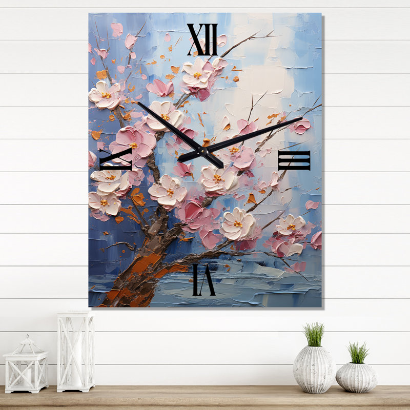 Asian Art Sakura Serenity I - Très grandes horloges murales asiatiques, H 32 po x l 24 po x P 1 po