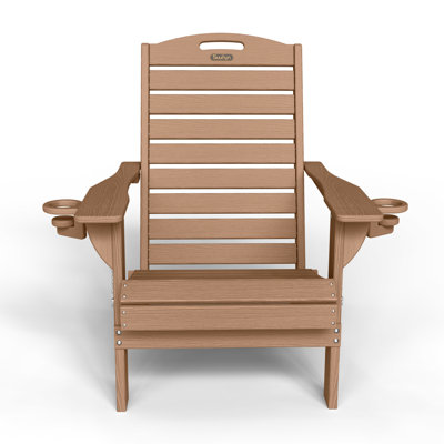 Outdoor Fire Pit Chairs Weather-Resistant HDPE Foldable Outdoor Adirondack Chair With Cup Holder