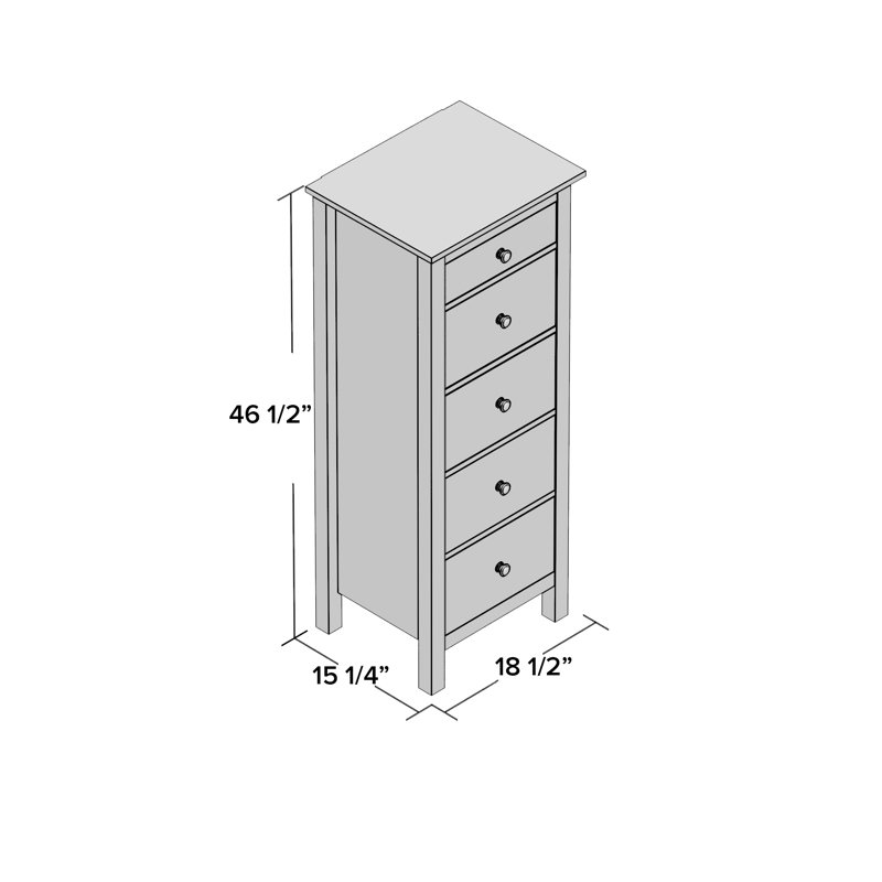 47cm W 5 - Drawer Chest of Drawers, Red