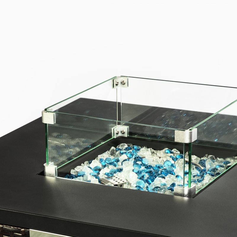 14.4"X14.4" Transparent Square Fire Table Wind Guard, 2.5Lb Weight Glass Protection Resistance, 14.4In X 14.4In,