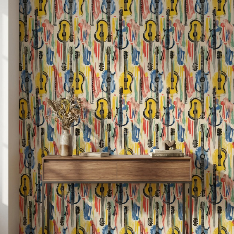 Guitars Wallpaper Artistic Colorful Removable Wall Decor