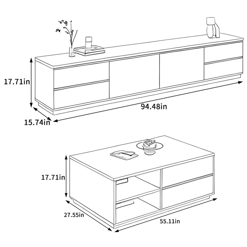 Ensemble de table basse et meuble télé Modern Minimalist