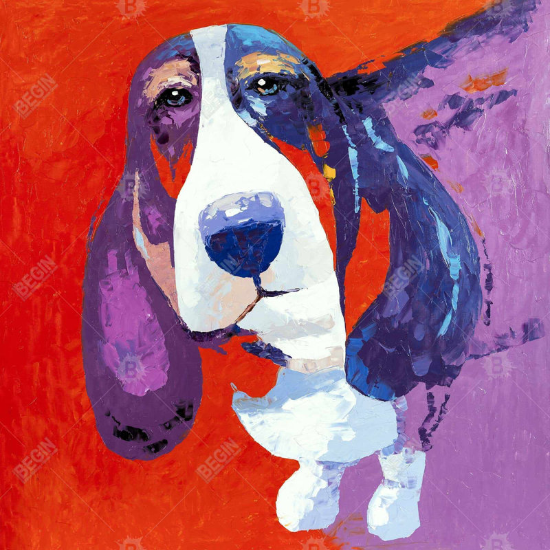 «Abstract Colorful Basset Dog» sur toile