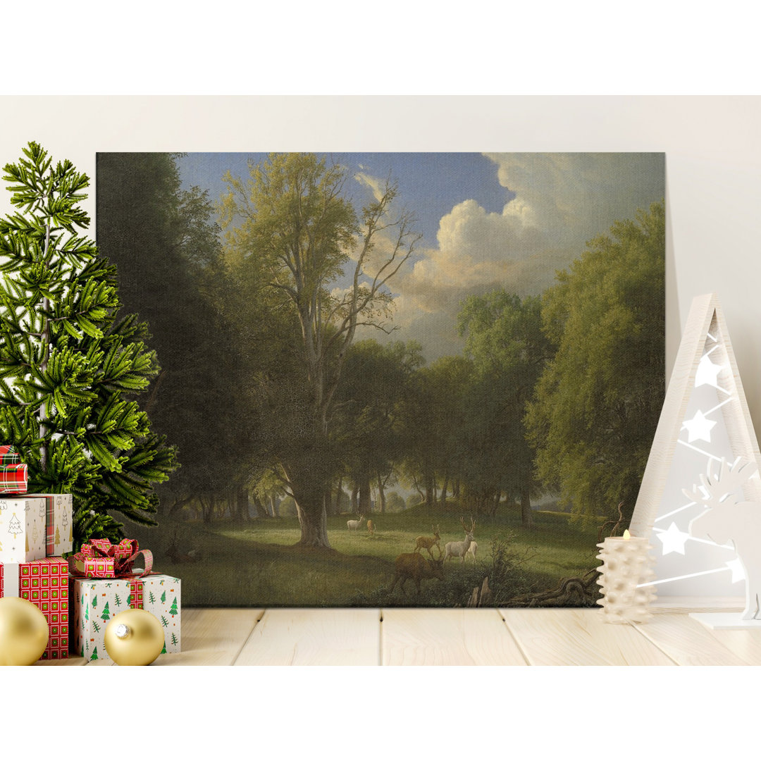 Deer in Forest Canvas Wall Art, Landscape Painting Print, Gallery Wrapped, Ready to Hang, Nature Decor, Archival Quality, Statement Piece