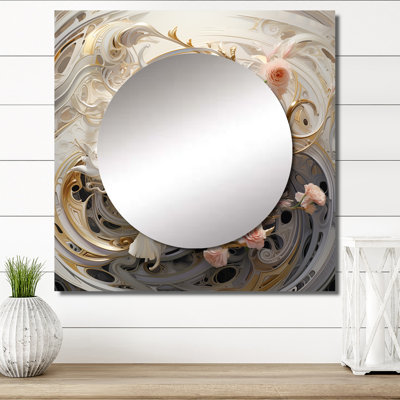 Cosmic Fractal Flowers In Light Blue I - Fractals Square Mirror Wall Decor For Bedroom