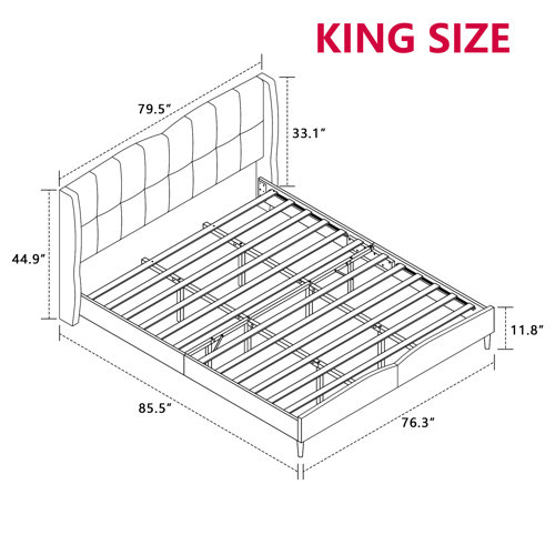Red Barrel Studio® Upholstered Low Profile Platform Bed Frame With ...