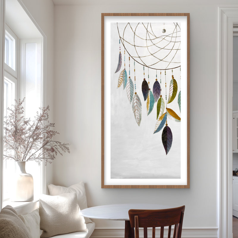 Dreamcatcher with Feathers - Blue Bohemian, reproduction encadrée, H 48 po x l 24 po