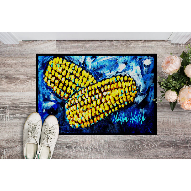 Colorful Corn Print Rubber Outdoor Entryway Doormat