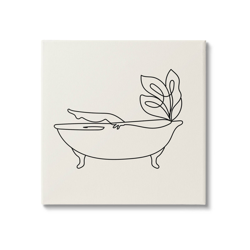 «Line Doodle Bath», art mural sur toile par Lil 'Rue, H 17 po x l 17 po x P 1,5 po