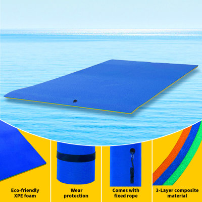 Tapis flottant, mousse XPE résistante à la déchirure à 3 couches, tapis de nénuphar géant pour piscine de loisirs nautiques, convient à plusieurs utilisateurs
