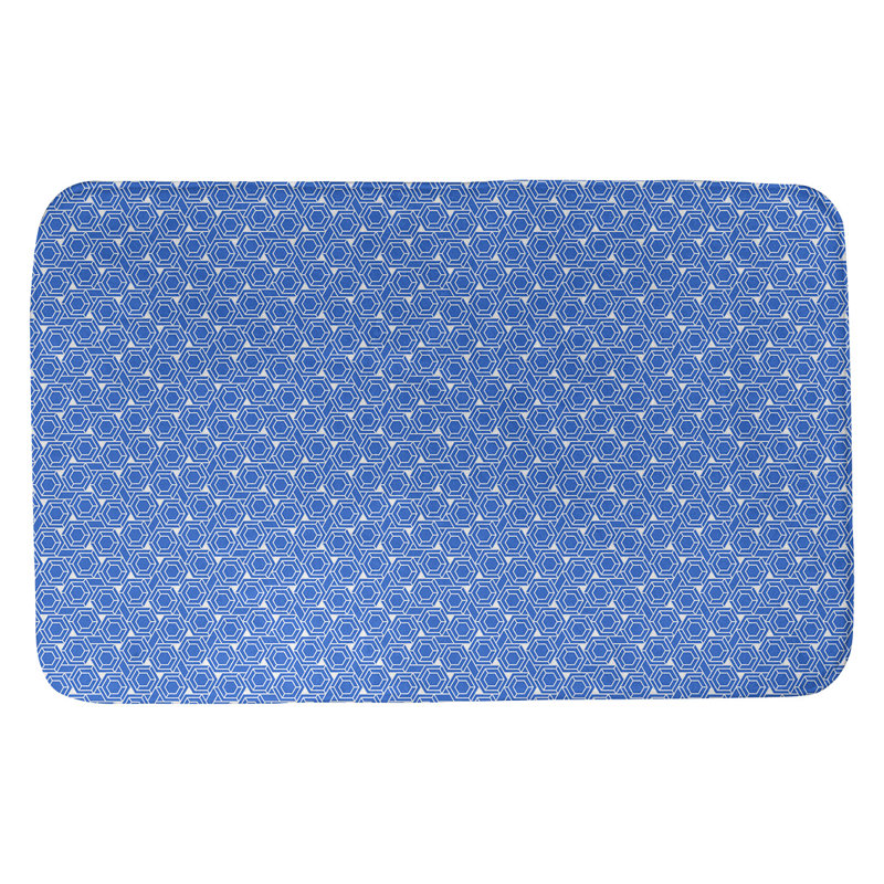 Tapis pour salle de bain en treillis katelyn elizabeth Avicia, l 21 po x L 34 po, Bleu / Blanc