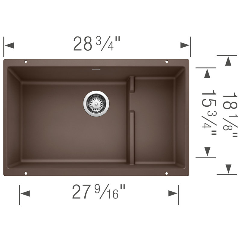 Precis Cascade SILGRANIT 29" Single Bowl Undermount Kitchen Sink with Colander, Café