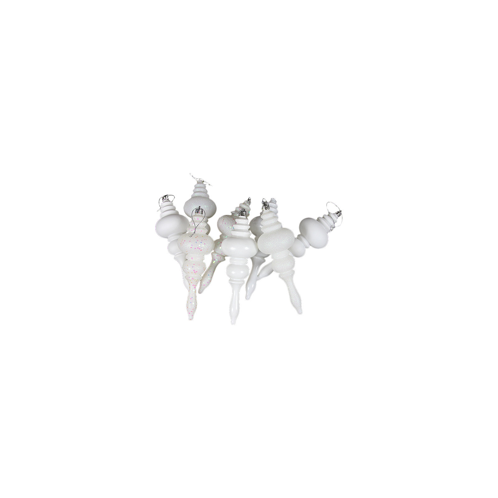 7" Finial Ornament 8/Pk, Winter White
