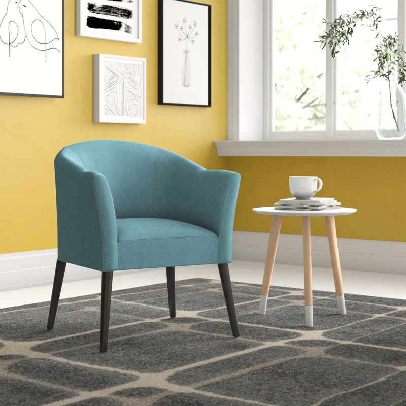 Fauteuil demi-tonneau moderne Mid-Century Babette, Bleu sarcelle foncé / bleu sarcelle