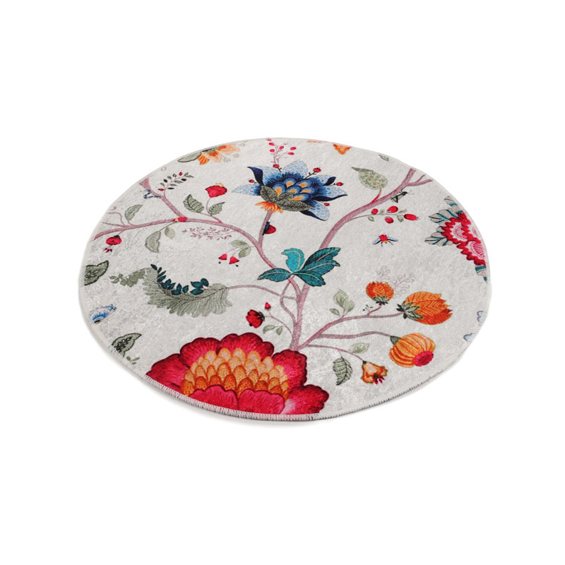 Tapis antibactérien rond, 39,4 po de diamètre, 100% polyester, hauteur de poils de 0,2 po | Dessous antidérapant, lavable à la machine | Parfait pour le salon, la chambre à coucher et la salle de jeux, conception douce et durable