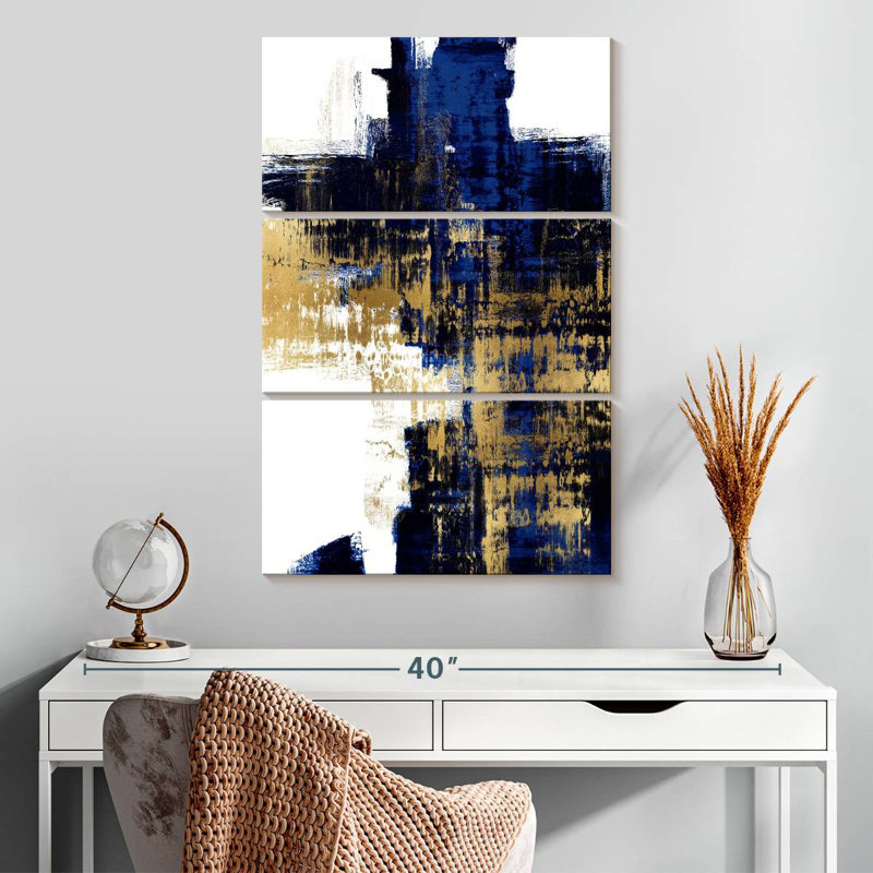Avery Dynamic Gold On Blue II, 32" H x 20" W