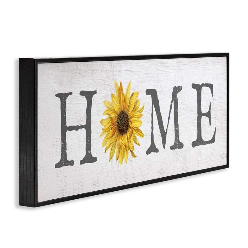 Rustic Home Text avec tournesol, estampe numérique par Daphne Polselli, Giclée encadrée noir minuit, H 10 po x l 24 po