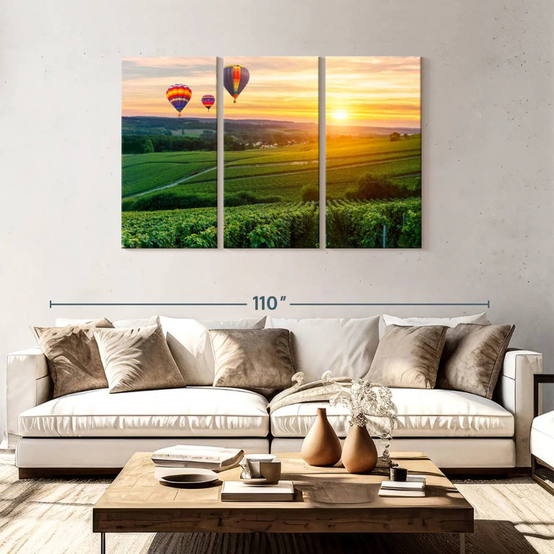 Ballons Alvord au-dessus du vignoble, H 48 po x l 74 po