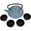 Ensemble de théière en fonte 27 oz avec 4 tasses Royal Blue Ocean Sea Waves Tetsubin