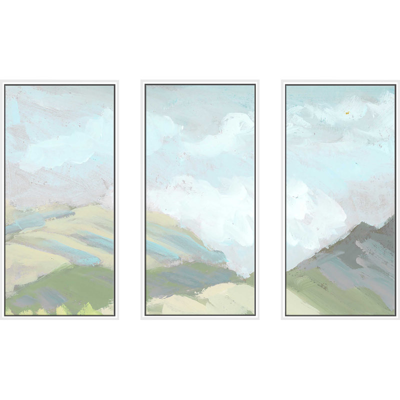 Hill View - 3 pièces, peinture sur toile à cadre flottant, L 52,5 po x H 33,5 po
