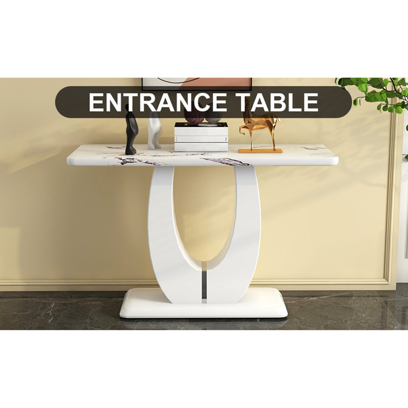 Modern Simple Glossy White Rectangular Counter Bar Table 47.24" x 18.11" x 29.52