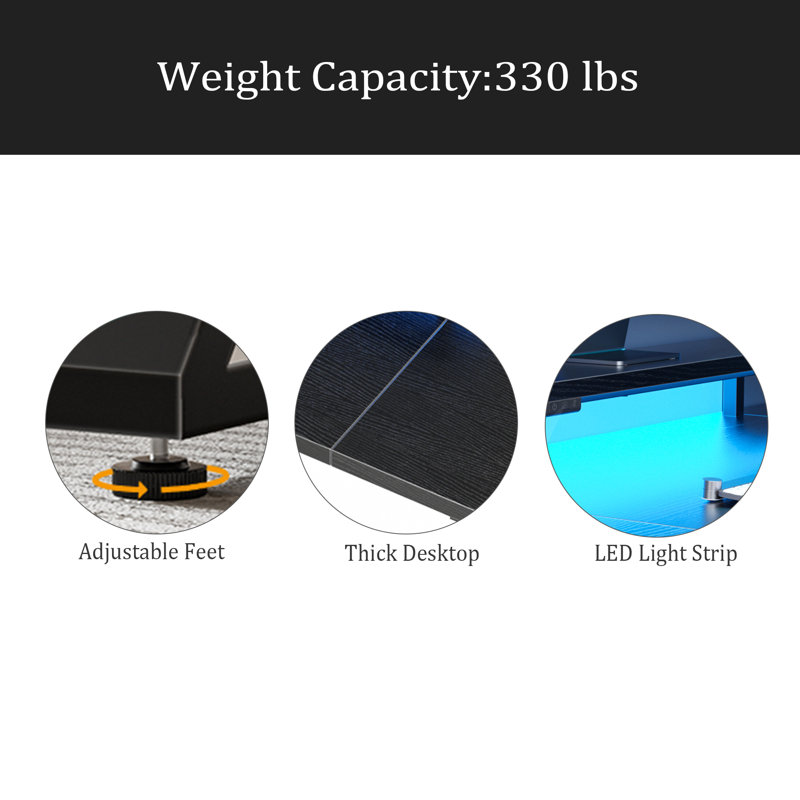 Thick Desktop Board Computer Desk, Black