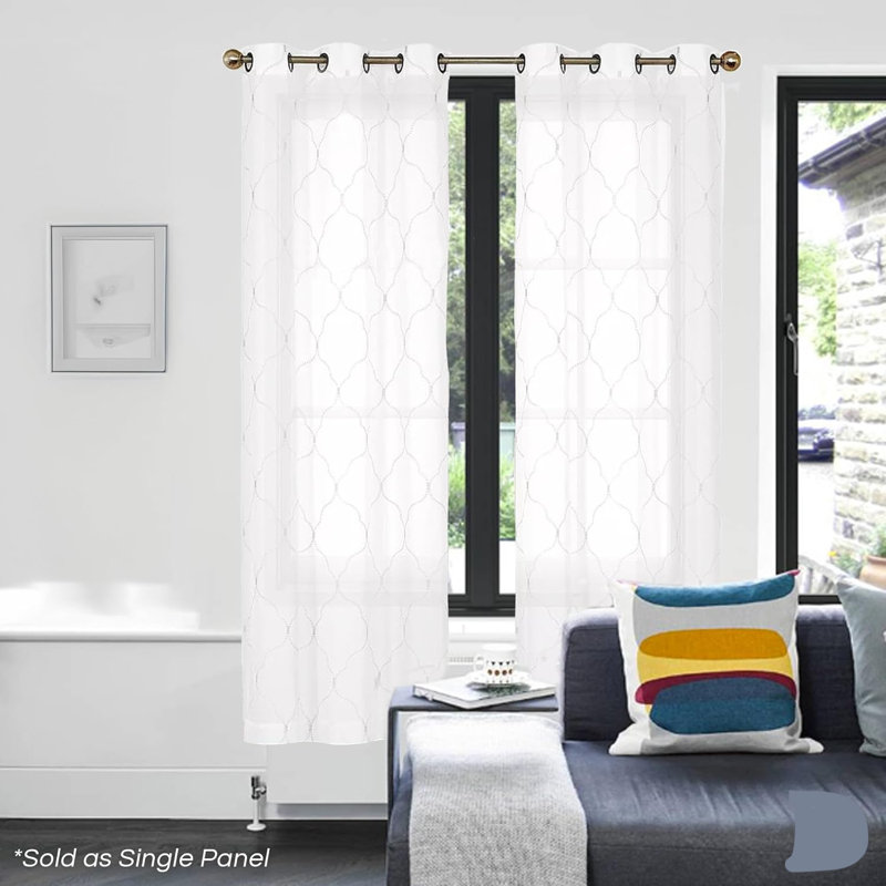 Sheer Curtains Living Room Bedroom, Curtains for Office, 54"W x 84"L Sheer Patterned Curtains, White