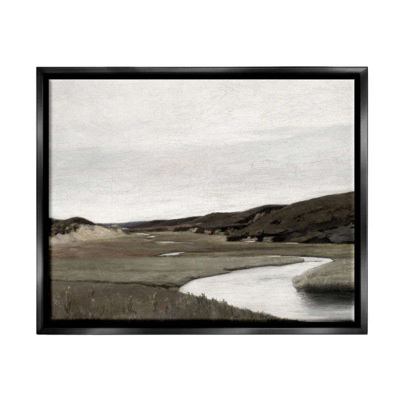 Art mural sur toile flottant avec paysage et campagne, H 25 po x l 31 po x P 1,7 po, Cadre flottant noir de jais