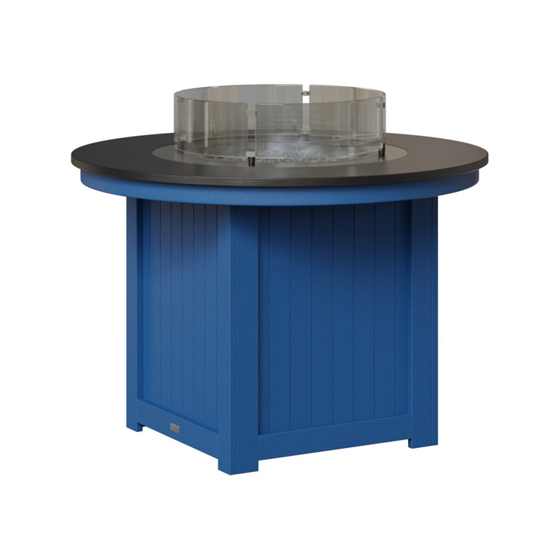 Foyer de table rond Berlin Donoma, H 37 po x l 44 po x P 44 po, Plateau martelé noir avec base bleu pacifique
