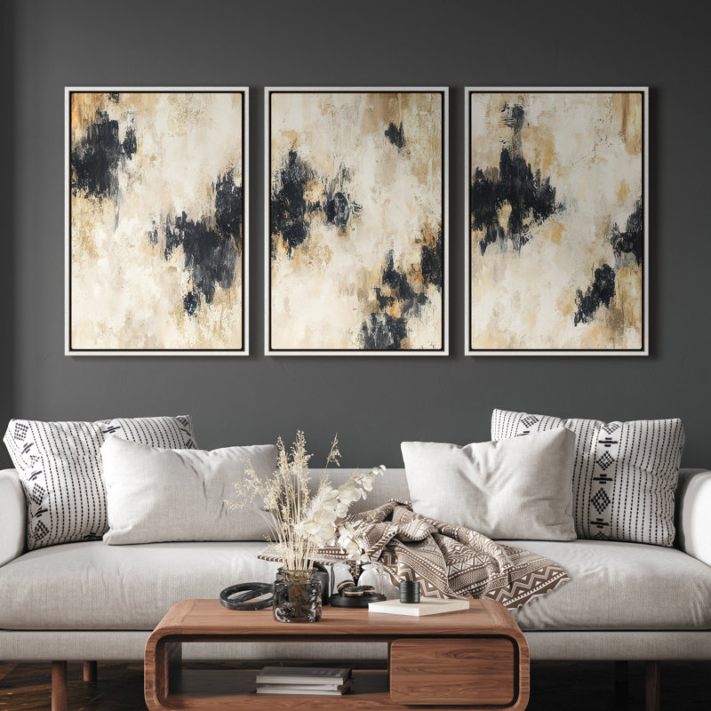 Art mural encadré sur toile, rétro muraux abstraits pour chambre à coucher, H 24 po x l 16 po, Blanc