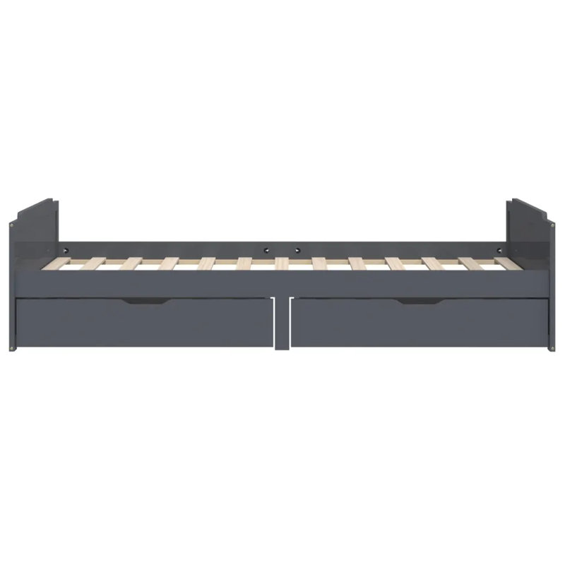 Addonis EU Single - 90 X 200 Cm Solid Wood Storage Bed, Dark Grey