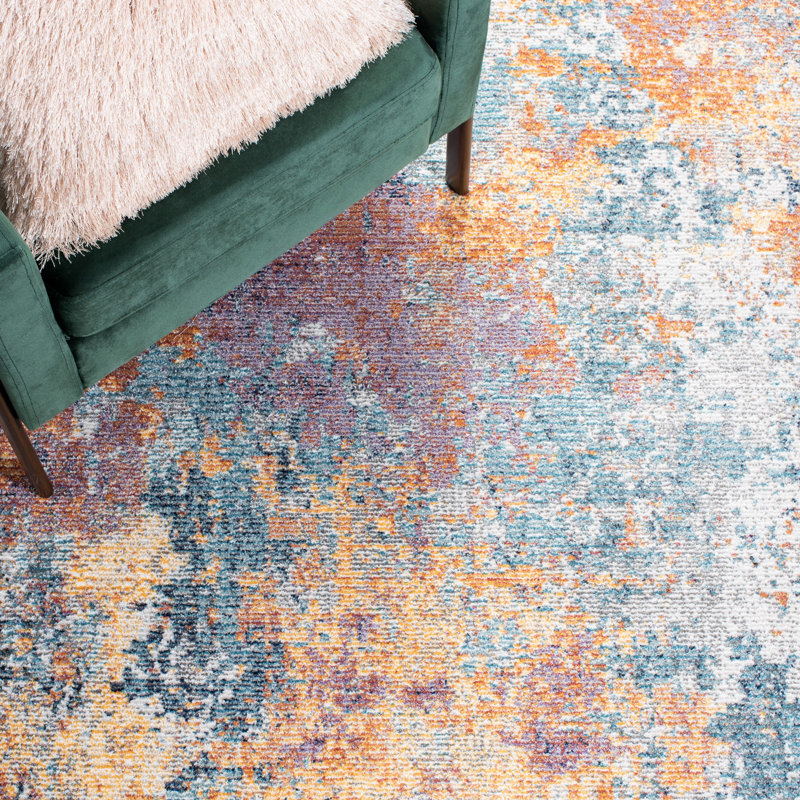 Elysian Blue Oriental 8' x 10' Hand-Knotted Synthetic Area Rug