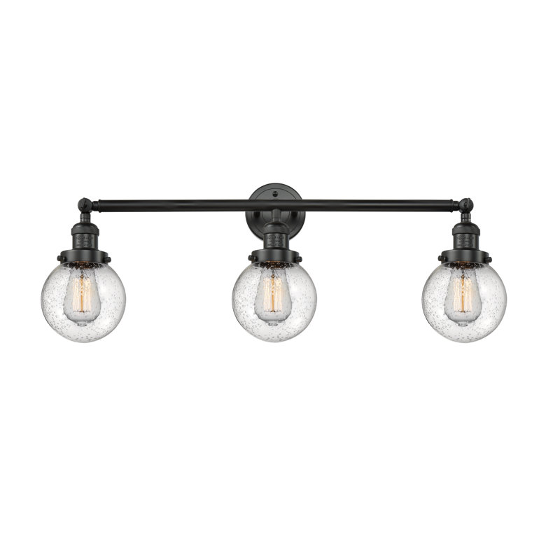 Éclairage de salle de bain à intensité variable 3 lumières Clementina, Ampoule incandescente rétro de 60 watts, Grainé
