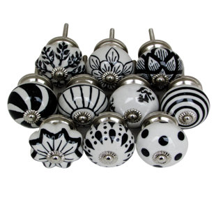 10 Piece Oversized Hand Painted 1 1/2" Diameter Mushroom Knob Set (Set of 10)