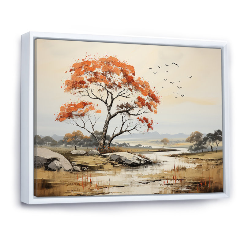 «Earthy Tones Majestic Baobab Tree», reproduction sur toile, H 16 po x l 32 po x P 1 po, Cadre flottant blanc