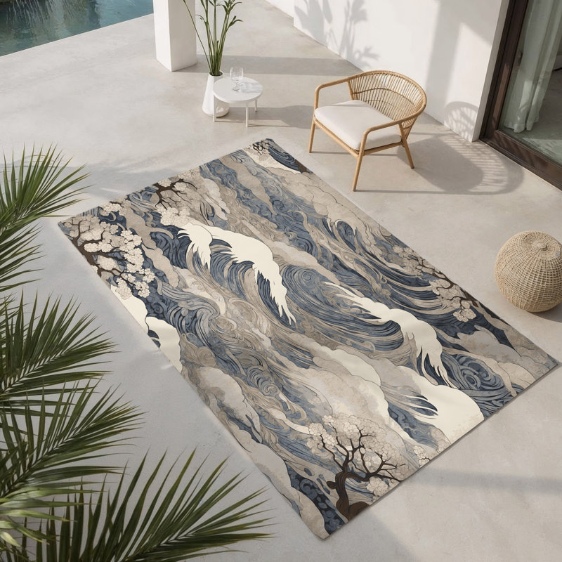 Tapis intérieur et extérieur Scarlet C Courants, Rectangle 1 pi 6 po x 2 pi 6 po