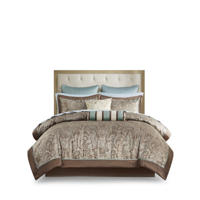 Luxurious Blue Brown Bedding Sets, Cotton Polyester, Modern Bedroom Elegance