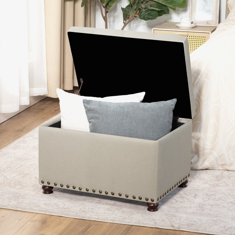 Cosmas Upholstered Ottoman, Light Khaki