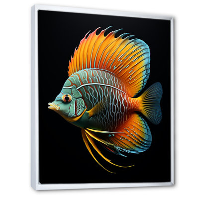 Magnifique poisson papillon bleu et orange VI - salon d'art mural plage et océan