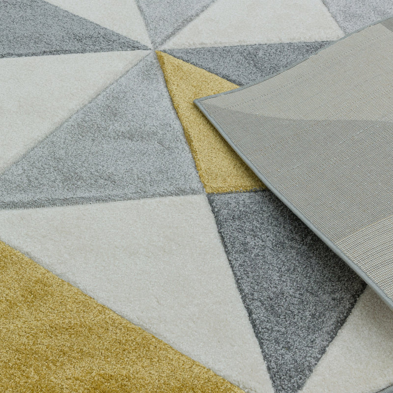Sanjuan Cubic Yellow/Grey Area Rug, Rectangle 200 x 290cm