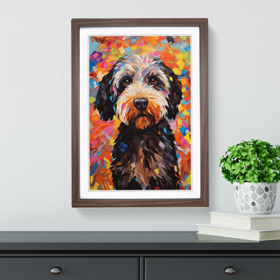 XYZ-FRM-V1223-3972 Labradoodle Abstract - Single Picture Frame Print on Wood