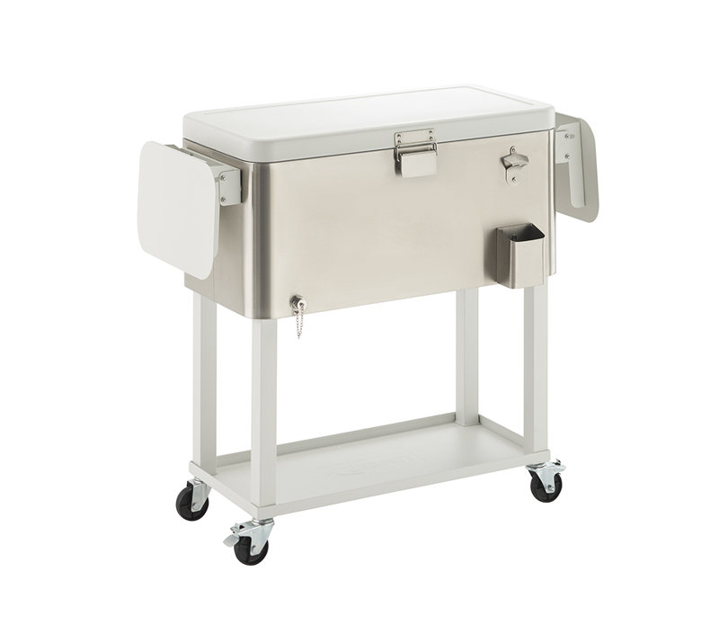 Glacière en acier inoxydable Trinity 80 pte avec tablettes latérales pliables et couvercle