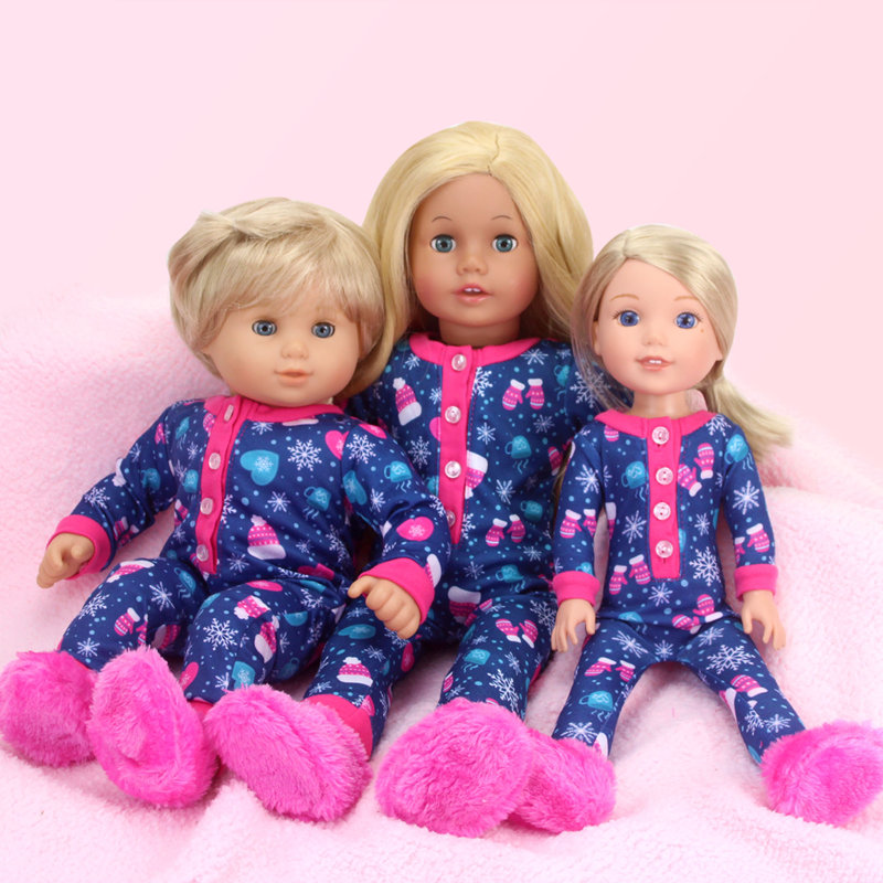 Sophia's Doll One-Piece Winter Pajamas and Slippers for 14.5" Dolls