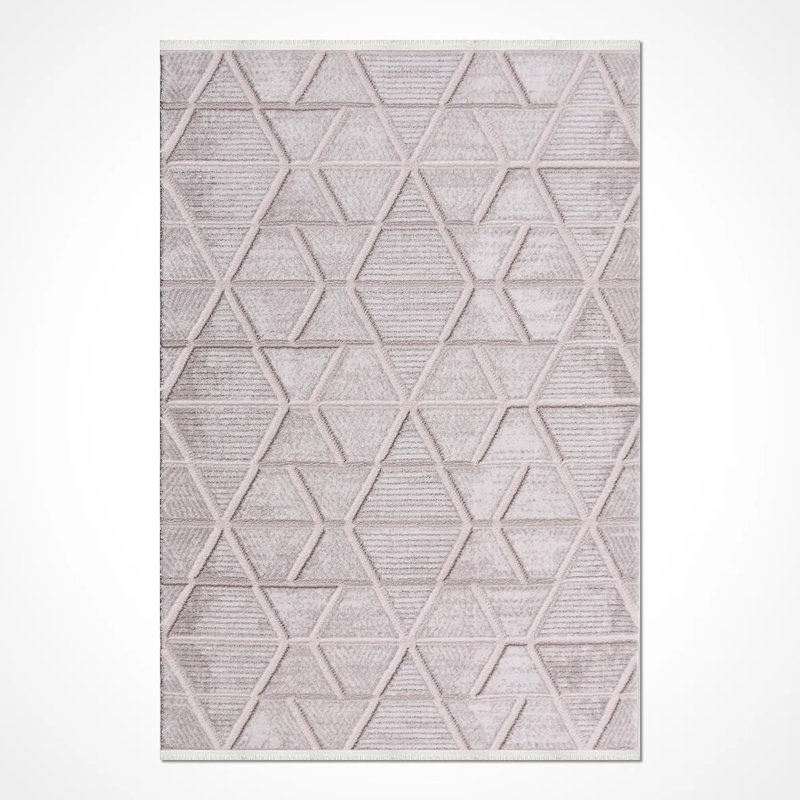 Tapis moderne en polypropylène crème Eberle résistant aux taches Facile à nettoyer, 6,5 pi x 9,5 pi