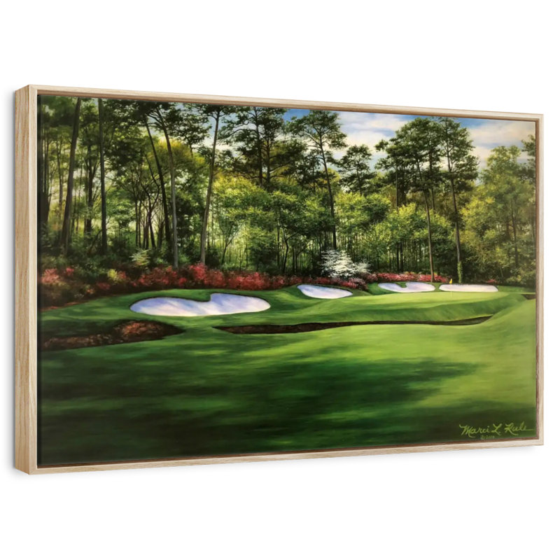 Augusta National 13th Hole I, Cadre flottant en bois naturel, 40 po x 27 po
