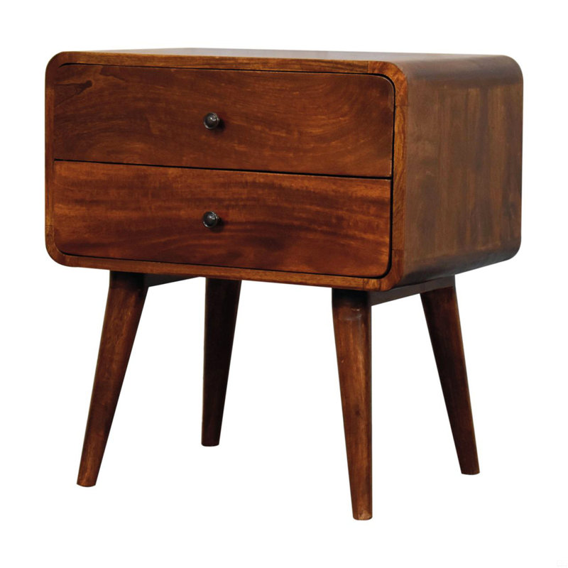 Solid Wood Large Curved Chestnut Bedside